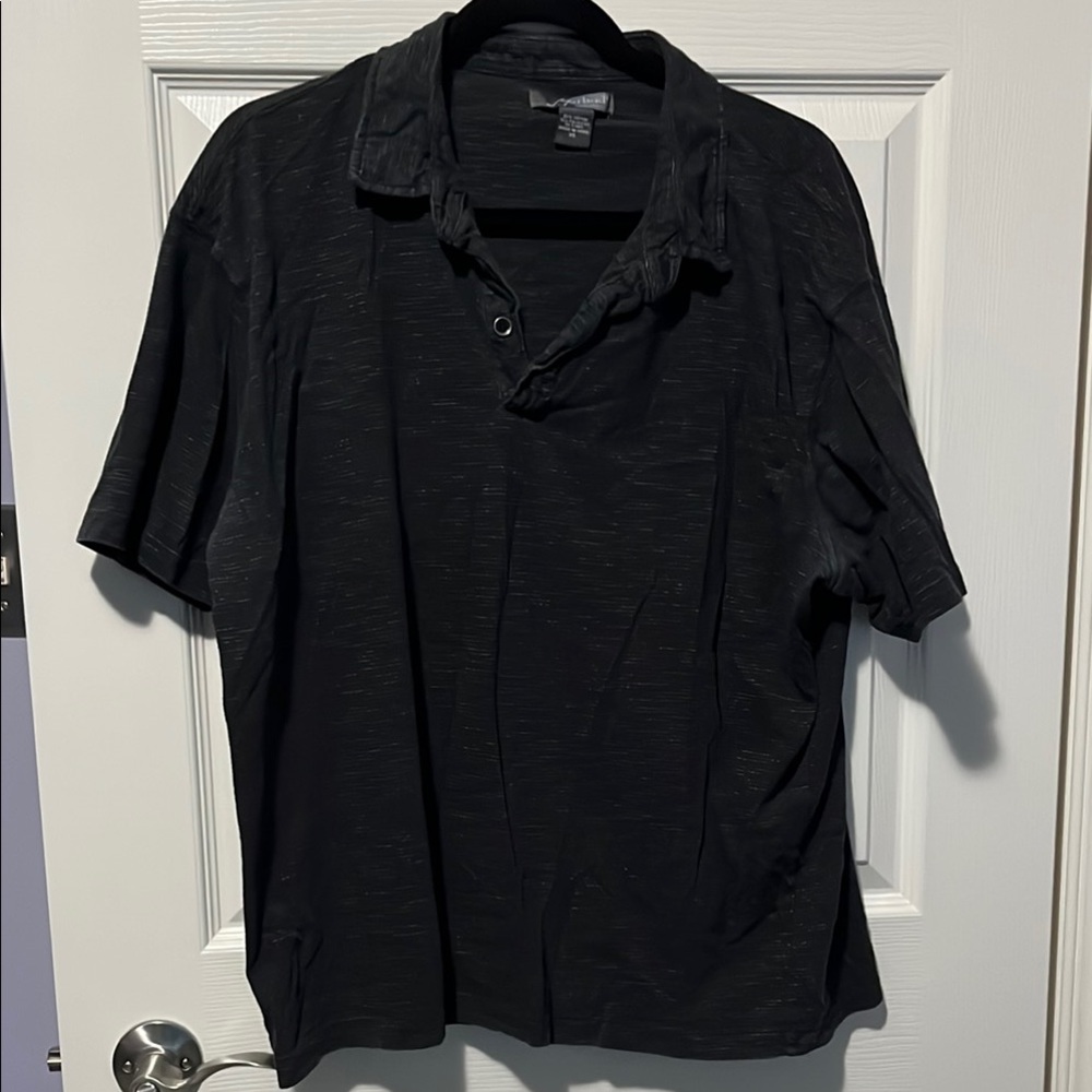 Men's Black and White Polo Shirt with Relaxed Fit and Smooth Fabric Cotton/Poly
